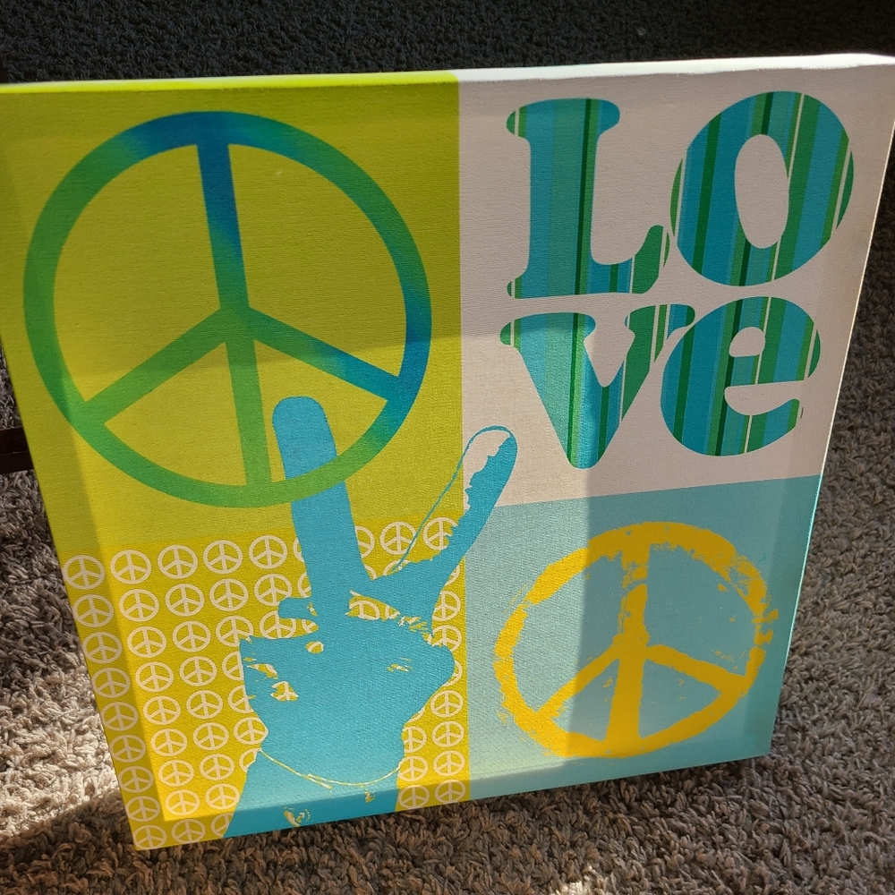 Peace and love canvas wall hanging